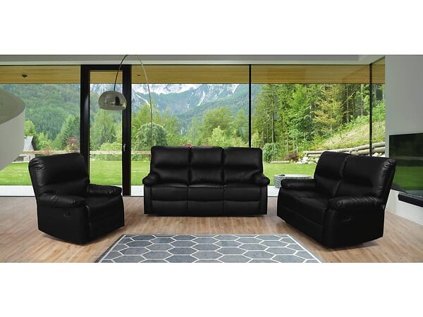 HABITAT ET JARDIN - Canapé relax "Lincoln" - 197 x 89 x 103 cm - 3 places - Noir - large