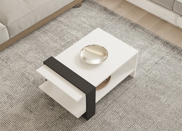 HABITAT ET JARDIN - Table basse en bois "Funda" - 80 x 55 x 35 cm - AnthraciteBlanc - large