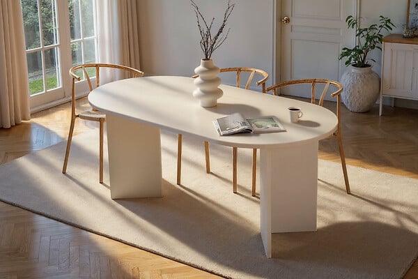 HABITAT ET JARDIN - Table à manger en bois "Sablin" - 180 x 89 x 75 cm - Bois Blanc - large
