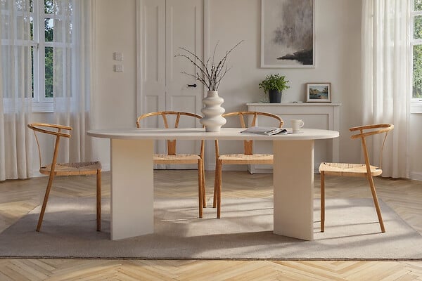 HABITAT ET JARDIN - Table à manger en bois "Sablin" - 180 x 89 x 75 cm - Bois Blanc - large