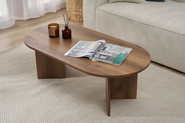 HABITAT ET JARDIN - Table basse en bois "Sable" - 60 x 119 x 40 cm - Noyer - large