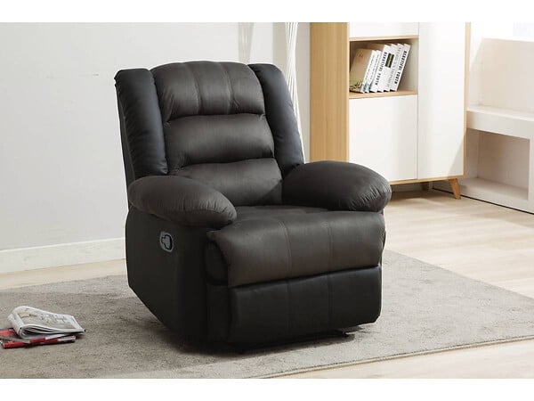 HABITAT ET JARDIN - Fauteuil relax "Buckingham" - 85 x 93 x 100 cm - Noir / Gris foncé - large