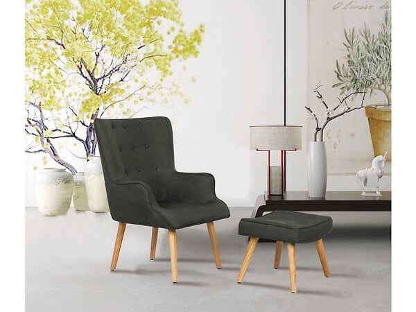 HABITAT ET JARDIN - Fauteuil style scandinave tissu "Odense" - 1 place - Gris foncé - large