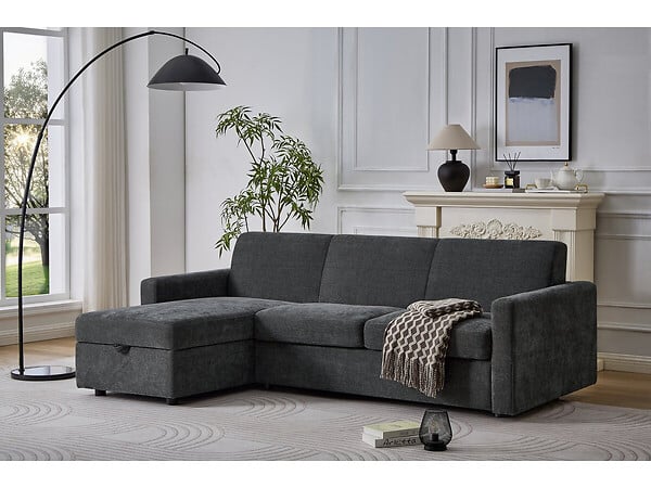HABITAT ET JARDIN - Canapé d'angle réversible et convertible express en tissu "Celia" - 3 places - Gris - large