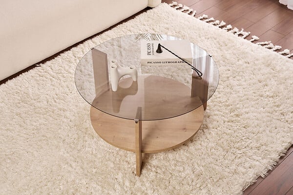 HABITAT ET JARDIN - Table basse en bois "Clara" - 75 x 75 x 40 cm - Chêne SaphirFumées - large