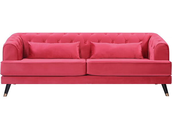 HABITAT ET JARDIN - Canapé fixe en velours "Gloria" - 216 x 86 x 76 cm - 3 places - Rouge - large