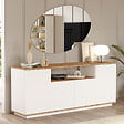 HABITAT ET JARDIN - Buffet en bois "FR15" - 180 x 44 x 75 cm - Pin atlantique Blanc - vignette