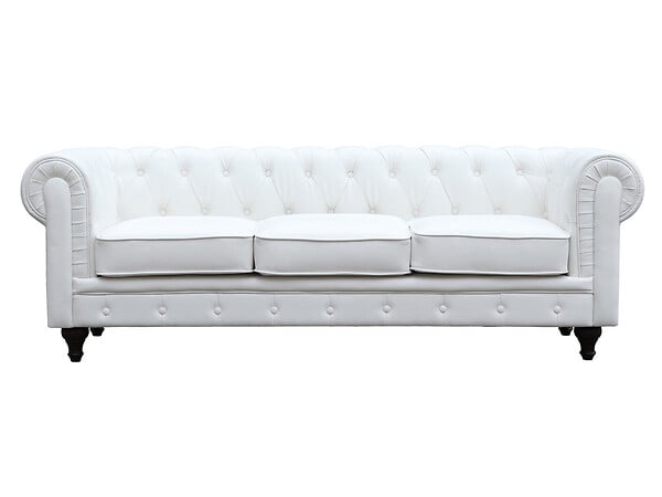 HABITAT ET JARDIN - Canapé fixe Chesterfield "Aliza" - 208 x 82 x 70 cm - 3 places - Blanc - large