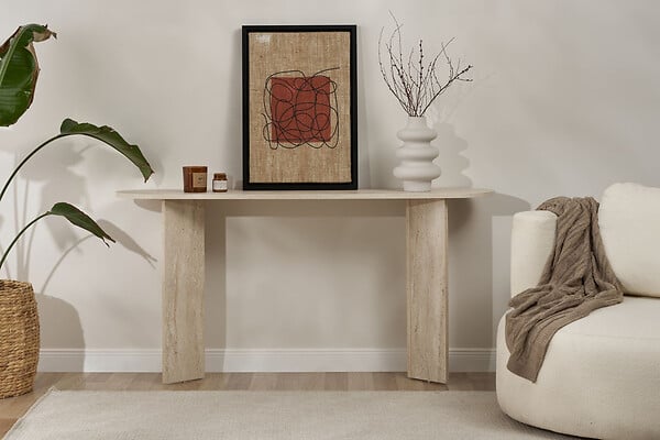 HABITAT ET JARDIN - Console en bois "Sira" - 150 x 35 x 75 cm - Travertin - large
