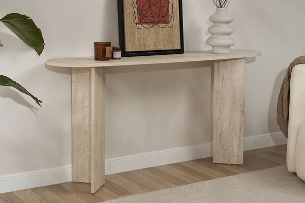 HABITAT ET JARDIN - Console en bois "Sira" - 150 x 35 x 75 cm - Travertin - large