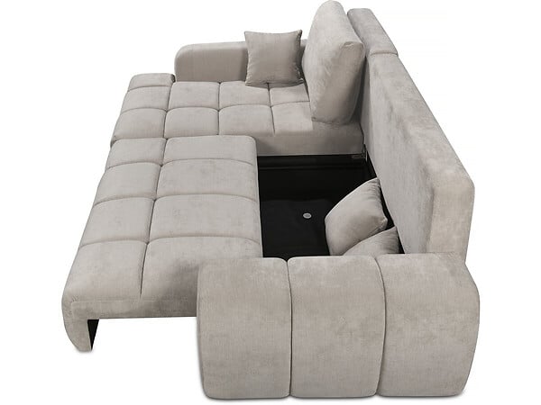 HABITAT ET JARDIN - Canapé d'angle gauche convertible en tissu chenille "Verneuil" - 3 places - Beige - large