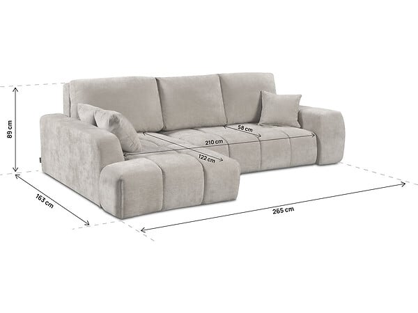 HABITAT ET JARDIN - Canapé d'angle gauche convertible en tissu chenille "Verneuil" - 3 places - Beige - large