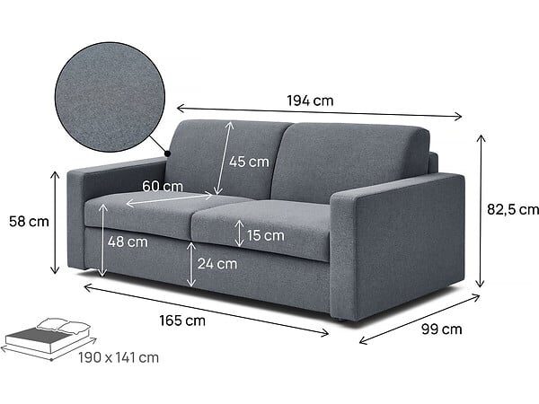 HABITAT ET JARDIN - Canapé lit convertible express en tissu "Diana" - Gris - large