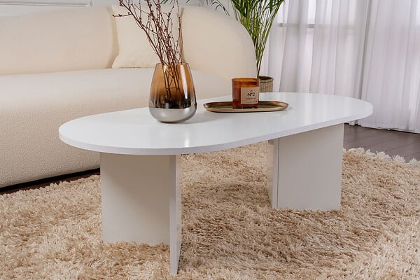 HABITAT ET JARDIN - Table basse en bois "Sable" - 60 x 119 x 40 cm - Blanc - large