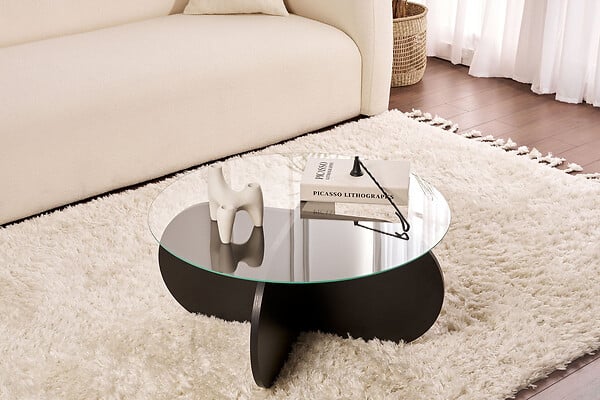 HABITAT ET JARDIN - Table basse en bois "Aeris" - 75 x 75 x 35 cm - Bois NoirFumée - large