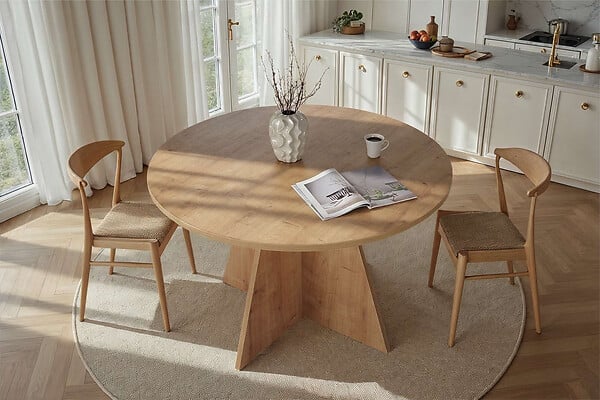 HABITAT ET JARDIN - Table à manger en bois "Virella" - 120 x 120 x 75 cm - Chêne Saphir - large