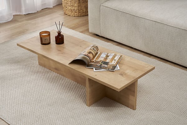 HABITAT ET JARDIN - Table basse en bois "Harbor" - 120 x 45 x 30 cm - Chêne Saphir - large