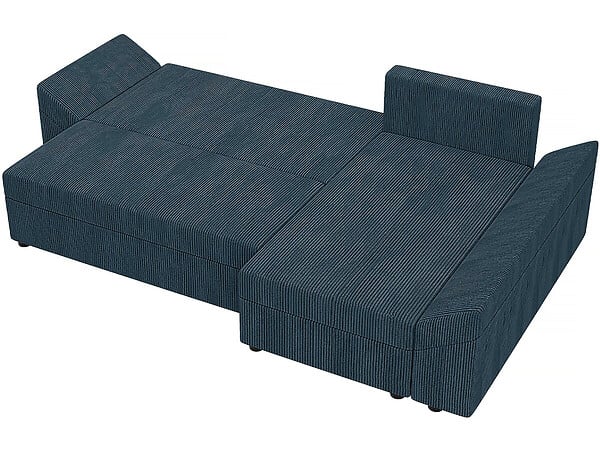HABITAT ET JARDIN - Canapé d'angle convertible avec coffre "Vaugirard" en velours côtelé - 3 places - Bleu - large