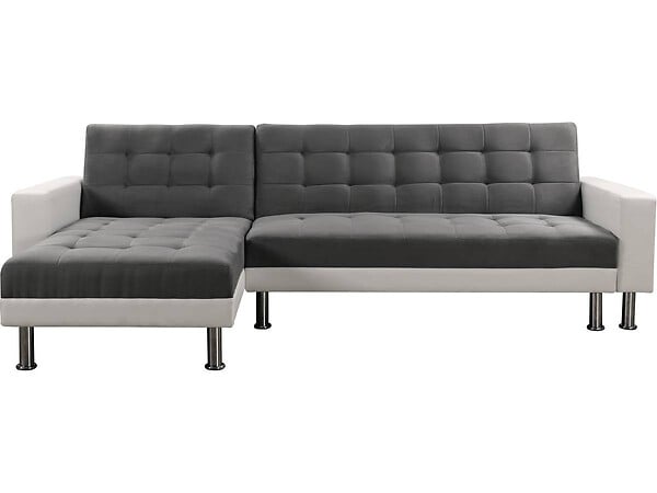 HABITAT ET JARDIN - Canapé d'angle convertible et réversible "Theo" - 258 x 82/147 x 82 cm - 4 places -Gris/Blanc - large