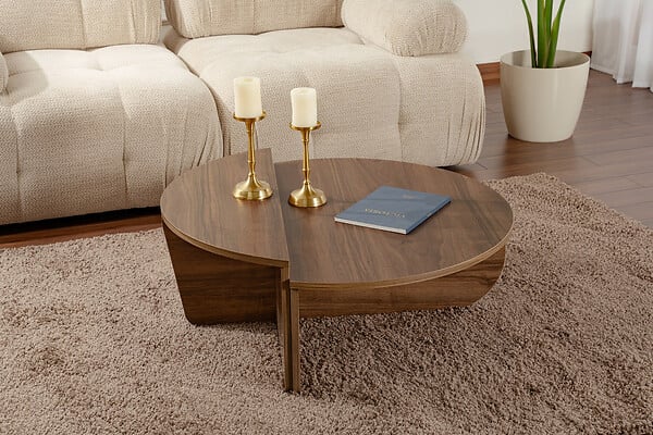 HABITAT ET JARDIN - Table basse en bois "Orion" - 90 x 60 x 30 cm - Noyer - large