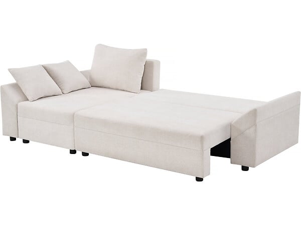 HABITAT ET JARDIN - Canapé d'angle convertible et reversible en tissu texturé "Vaugirard II" - 3 places - Beige - large