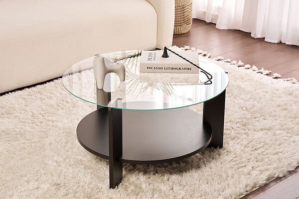 HABITAT ET JARDIN - Table basse en bois "Clara" - 75 x 75 x 40 cm - Bois NoirTransparent - large