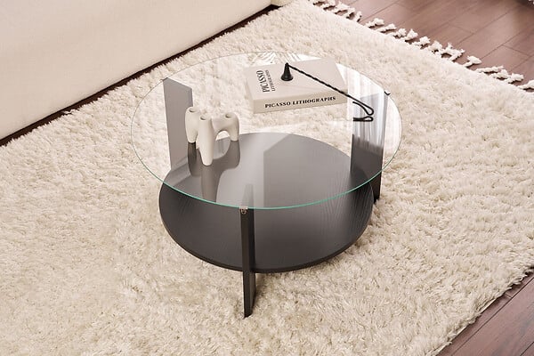 HABITAT ET JARDIN - Table basse en bois "Clara" - 75 x 75 x 40 cm - Bois NoirTransparent - large