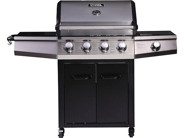 HABITAT ET JARDIN - Barbecue gaz "Bingo 5" - 5 Brûleurs dont 1 latéral - 15.2kW + Housse protection - Noir - large