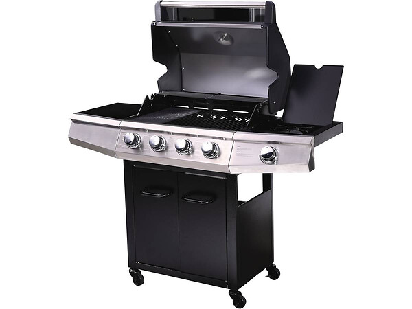 HABITAT ET JARDIN - Barbecue gaz "Bingo 5" - 5 Brûleurs dont 1 latéral - 15.2kW + Housse protection - Noir - large