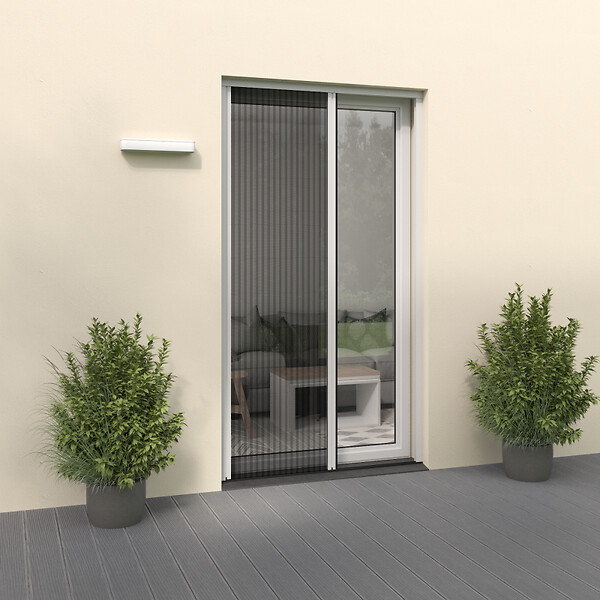 VOLET-MOUSTIQUAIRE - Moustiquaire Porte Plissée H230 cm x L140 cm Alu Blanc - large