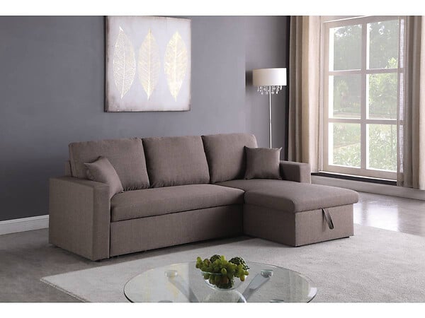 HABITAT ET JARDIN - Canapé d'angle convertible/ réversible avec coffre "Alain" - 3 places - Taupe - large
