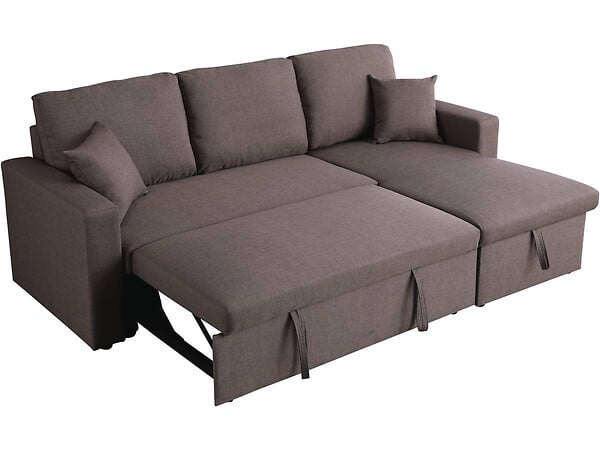 HABITAT ET JARDIN - Canapé d'angle convertible/ réversible avec coffre "Alain" - 3 places - Taupe - large