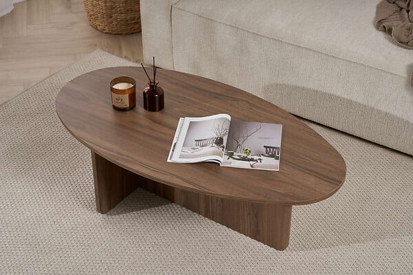 HABITAT ET JARDIN - Table basse en bois "Orba" - 120 x 65 x 40 cm - Noyer - large