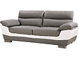 HABITAT ET JARDIN - Canapé fixe en cuir reconstitué et PVC " Dallas" - 210 x 88 x 90 cm - 3 places - Gris/Blanc - vignette