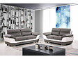 HABITAT ET JARDIN - Canapé fixe en cuir reconstitué et PVC " Dallas" - 210 x 88 x 90 cm - 3 places - Gris/Blanc - vignette