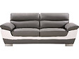 HABITAT ET JARDIN - Canapé fixe en cuir reconstitué et PVC " Dallas" - 210 x 88 x 90 cm - 3 places - Gris/Blanc - vignette