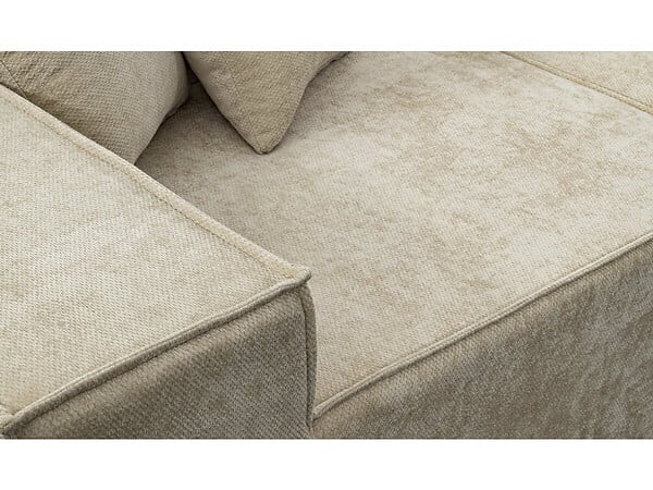 HABITAT ET JARDIN - Canapé droit modulable avec ottoman en tissu texturé "Lusso" - 3 places - Beige - large