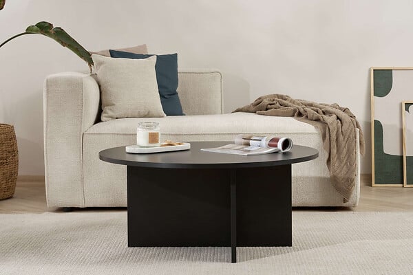 HABITAT ET JARDIN - Table basse en bois "Soleil" - 90 x 90 x 40 cm - Bois Noir - large