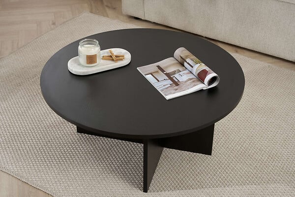 HABITAT ET JARDIN - Table basse en bois "Soleil" - 90 x 90 x 40 cm - Bois Noir - large