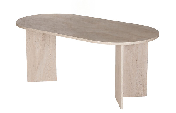 HABITAT ET JARDIN - Table à manger en bois "Sablin" - 180 x 89 x 75 cm - Travertin - large