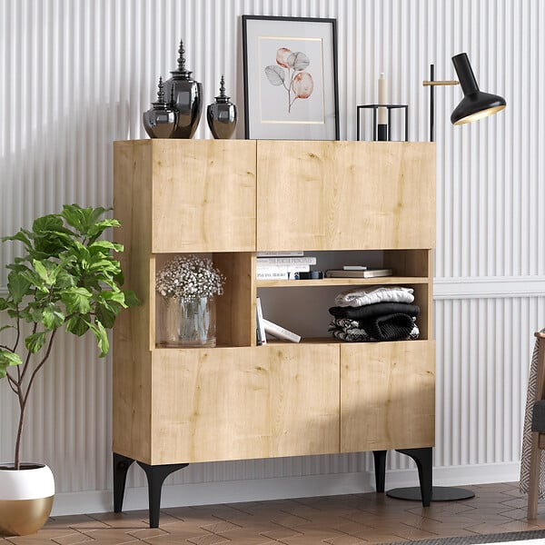 HABITAT ET JARDIN - Buffet en bois "Krista" - 100 x 35 x 125 cm - Chêne Saphir - large
