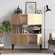 HABITAT ET JARDIN - Buffet en bois "Krista" - 100 x 35 x 125 cm - Chêne Saphir - vignette