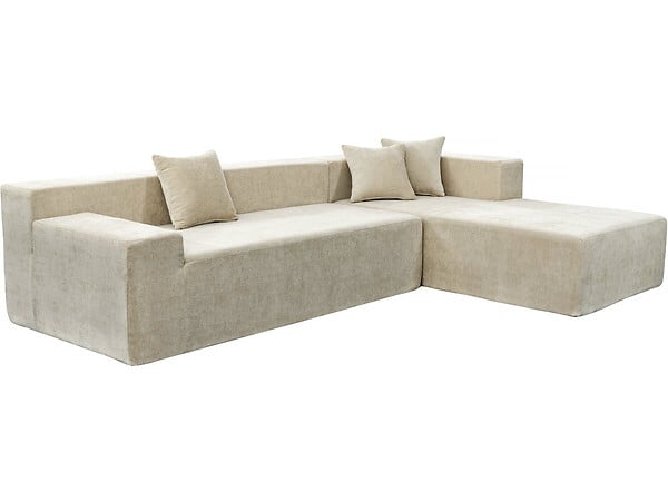 HABITAT ET JARDIN - Canapé d'angle en tissu texturé "Tessaro" - 4 places - Beige - large