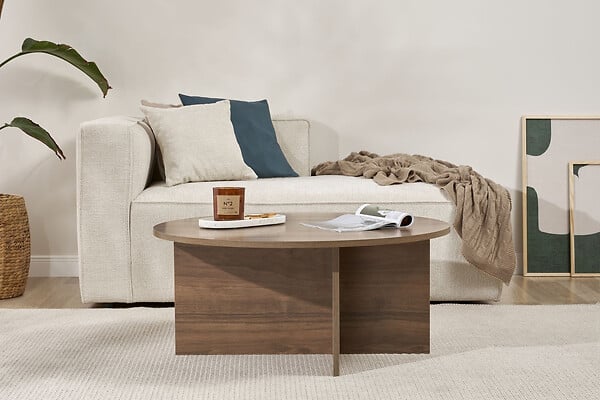 HABITAT ET JARDIN - Table basse en bois "Soleil" - 90 x 90 x 40 cm - Noyer - large