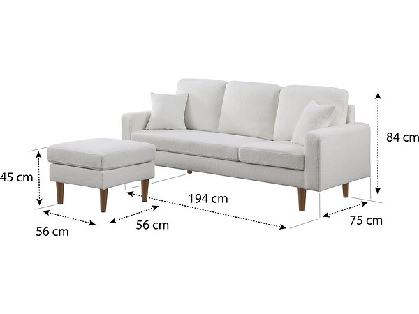 HABITAT ET JARDIN - Canapé d'angle réversible en tissu "Gabby" - 3 places - Blanc - large