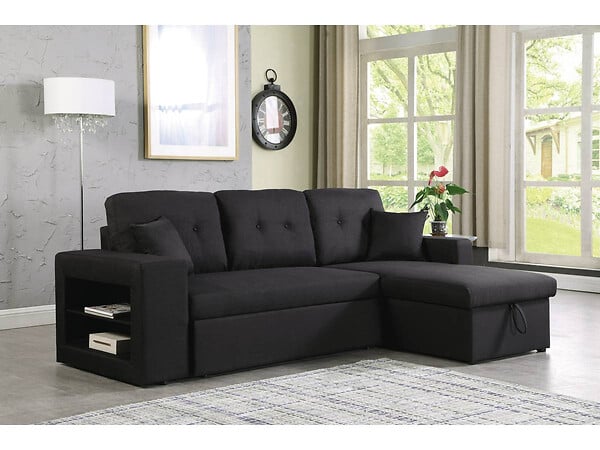 HABITAT ET JARDIN - Canapé d'angle convertible/réversible "Axel" - 3 places - Noir - large