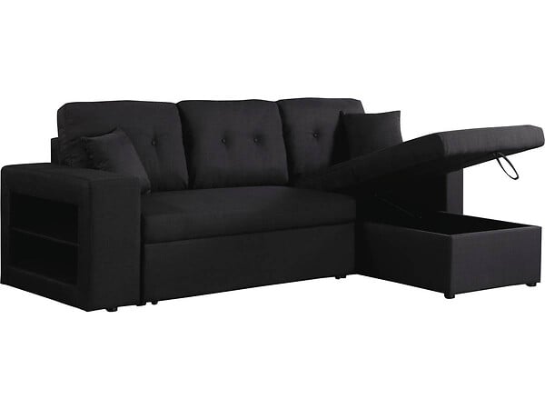 HABITAT ET JARDIN - Canapé d'angle convertible/réversible "Axel" - 3 places - Noir - large
