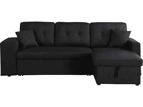 HABITAT ET JARDIN - Canapé d'angle convertible/réversible "Axel" - 3 places - Noir - large
