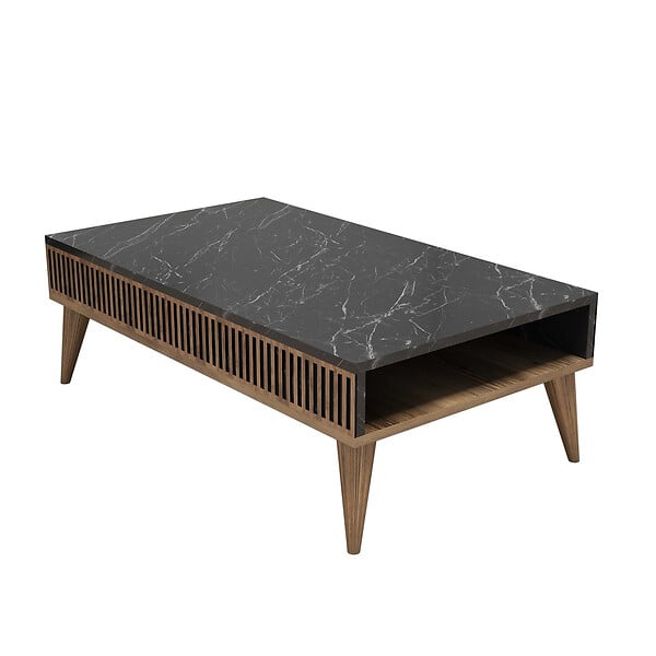 HABITAT ET JARDIN - Table basse en bois "Milan" - 105 x 60 x 34 cm - Noyer, Noir - large