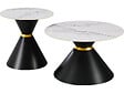 HABITAT ET JARDIN - Lot de 2 tables basses gigognes en céramique "Lune" - 70 x 70 x 42 cm - Gris/Blanc - vignette